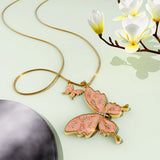 Krystal Couture Sweet Butterfly Long Necklace Pink Embellished with SWAROVSKI Crystals