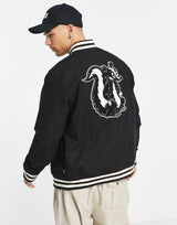 Vans Varsity Jacket In Black With Animal Back Print