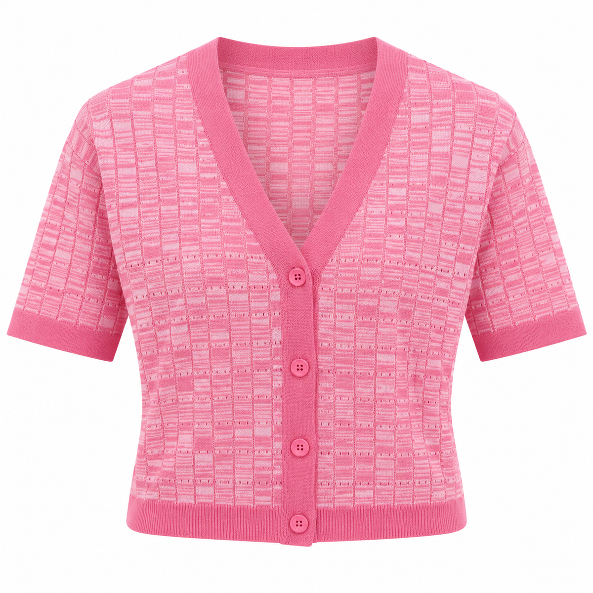 Asos Design Short Sleeve Cardi In Space Dye In Pink