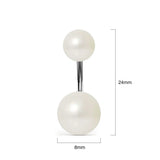 Krystal Couture White Gold Duo Pearl Stud Earrings Embellished with SWAROVSKI Crystals Pearl