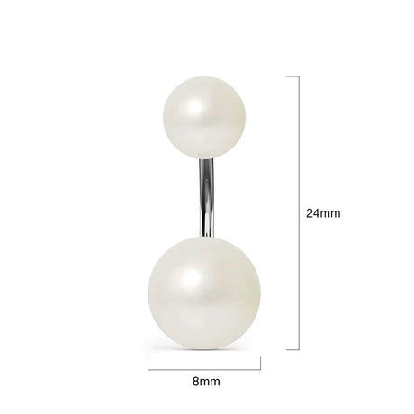 Krystal Couture White Gold Duo Pearl Stud Earrings Embellished with SWAROVSKI Crystals Pearl