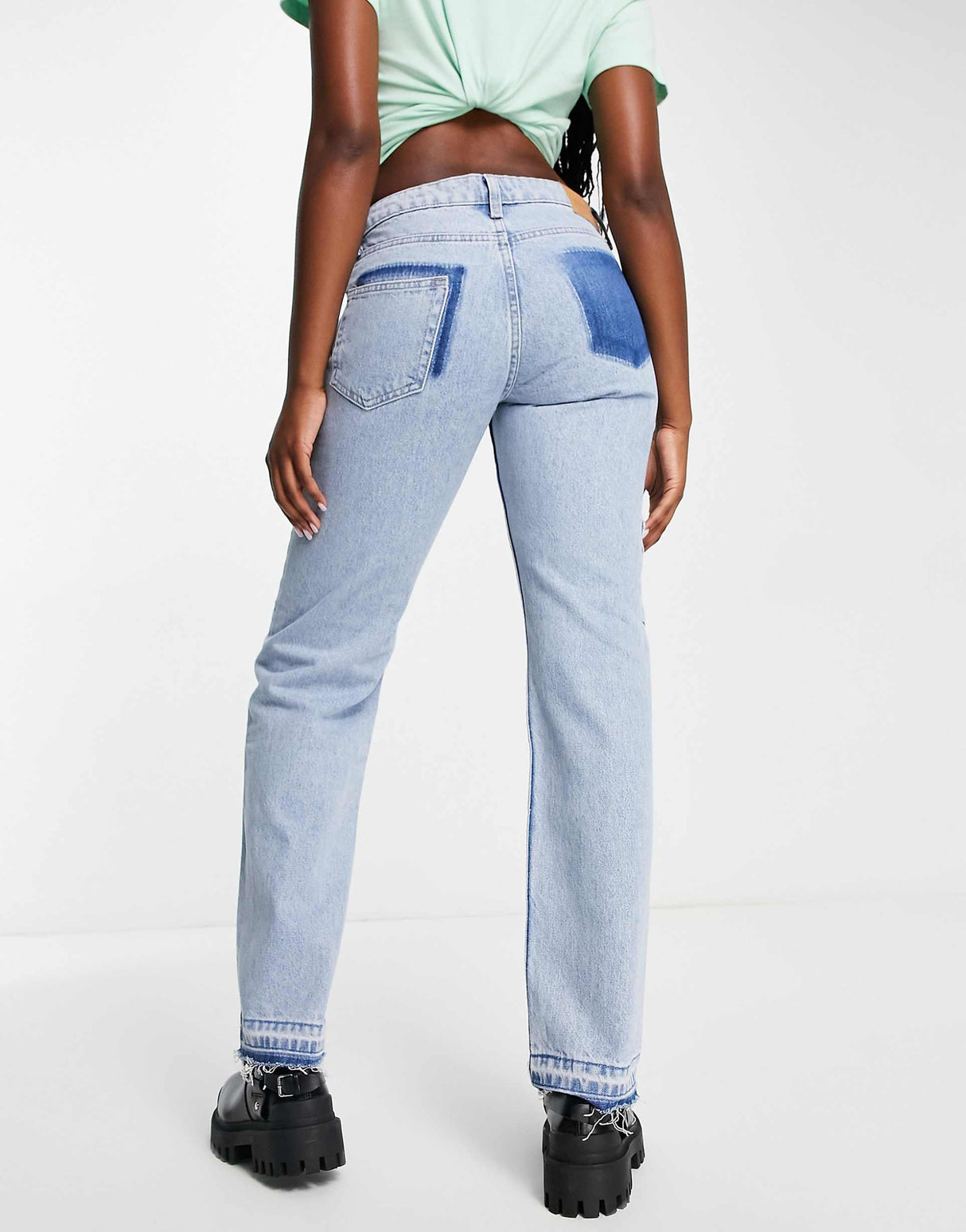Weekday Modulate Low Rise Cargo Jeans In Washed Light Blue