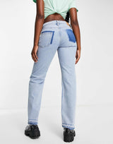 Weekday Modulate Low Rise Cargo Jeans In Washed Light Blue