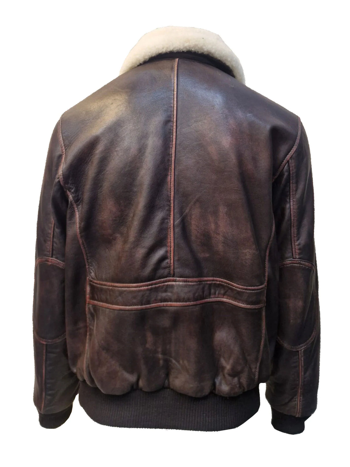 Mens Collared Leather Jacket in Brown Ruboff