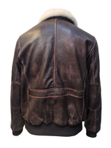 Mens Collared Leather Jacket in Brown Ruboff