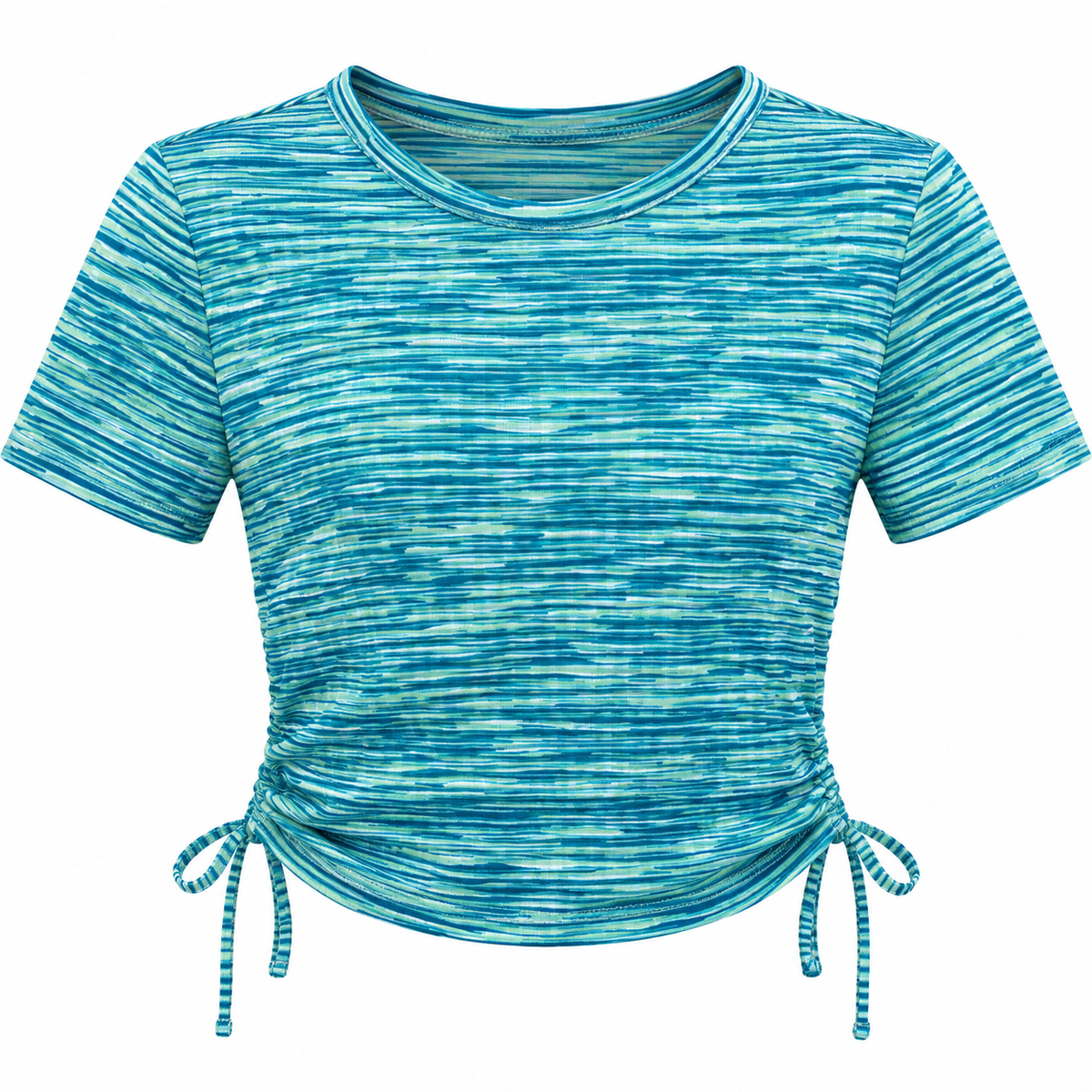 Asos Design Fitted Top With Ruched Sides In Space Dye Stripe
