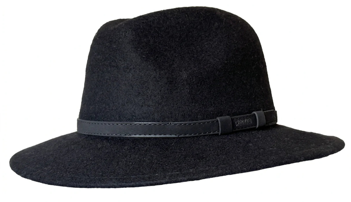 Cherry Red Wool Blend Fedora - Black