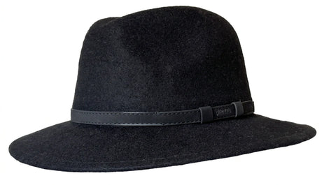 Cherry Red Wool Blend Fedora - Black