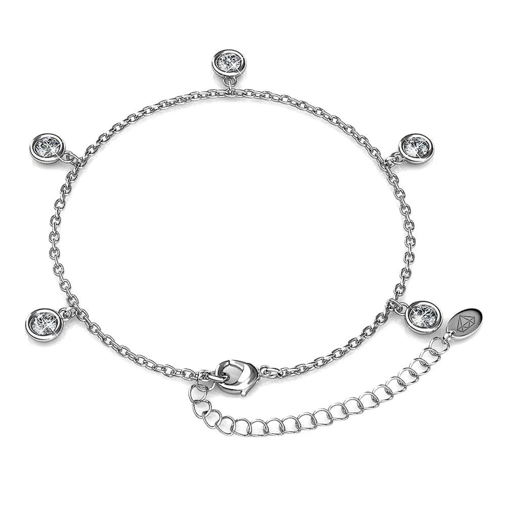 Krystal Couture White Gold Drop Charm Bracelet Embellished with SWAROVSKI Crystals