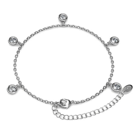 Krystal Couture White Gold Drop Charm Bracelet Embellished with SWAROVSKI Crystals