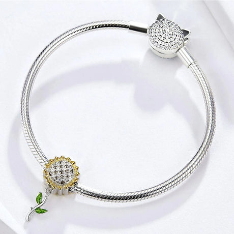 Solid 925 Sterling Silver Sunflower Charm