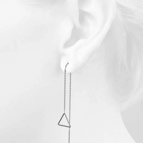 Solid 925 Sterling Silver Triangle Threader Earrings