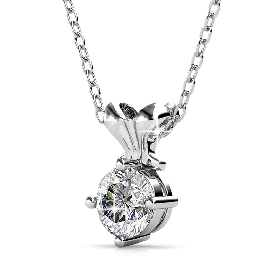 Krystal Couture White Gold Organic Shaped Single Stone Necklace Embellished with SWAROVSKI Crystals