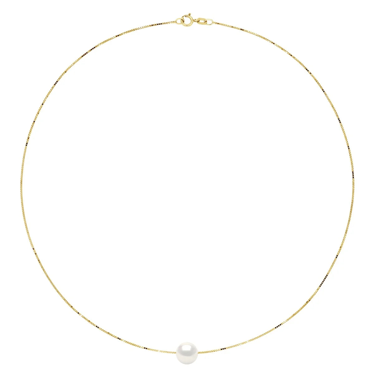 Necklace Freshwater Pearl White Yellow Gold 9-10mm