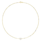 Necklace Freshwater Pearl White Yellow Gold 9-10mm