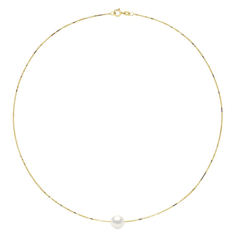 Necklace Freshwater Pearl White Yellow Gold 9-10mm