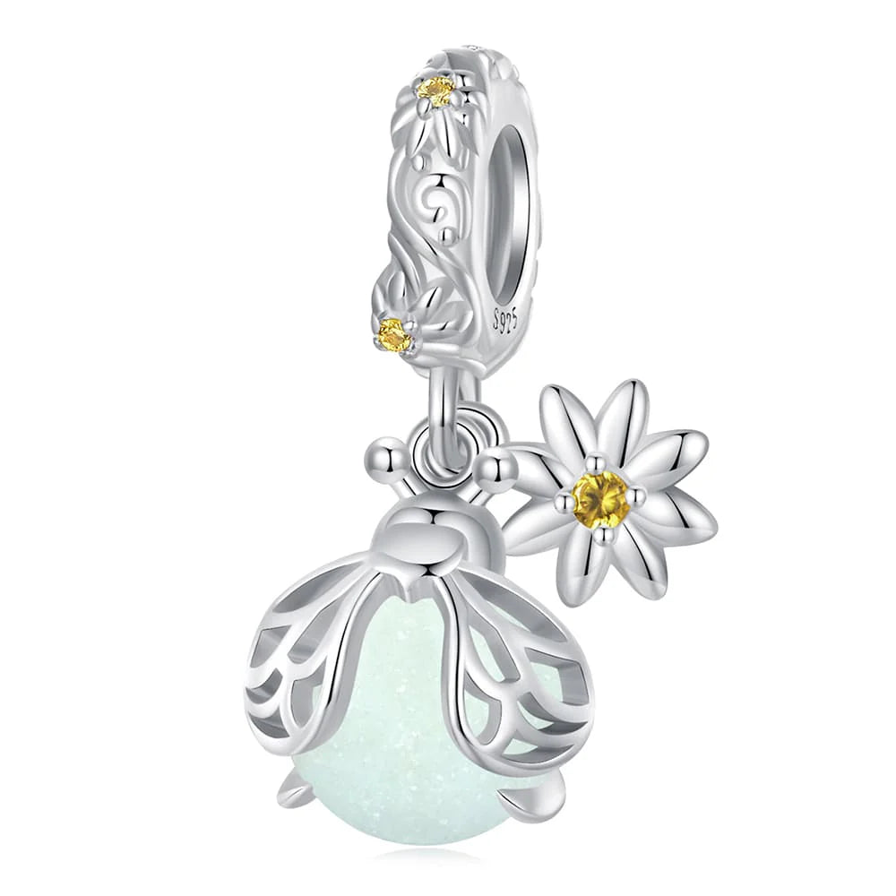 Solid 925 Signature Silver Bug Sparkle Charm