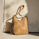 Nalandu Vintage Leather Large Capacity Tote Bag - Camel