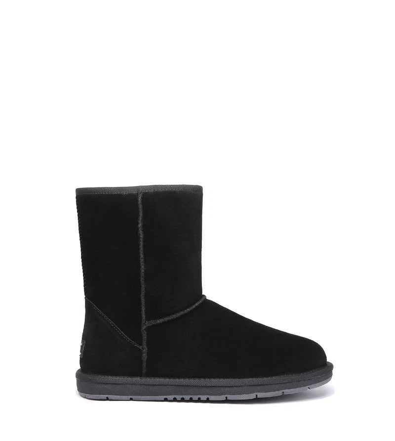Short Classic Suede Boots in Black