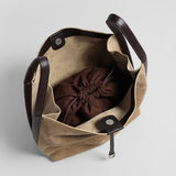 Suede Leather Slouchy Triangle Hobo Bag - Oat