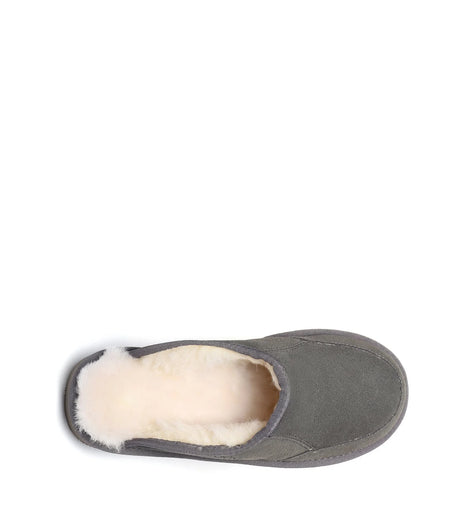 Men Bred Cow Suede Slipper in Grey