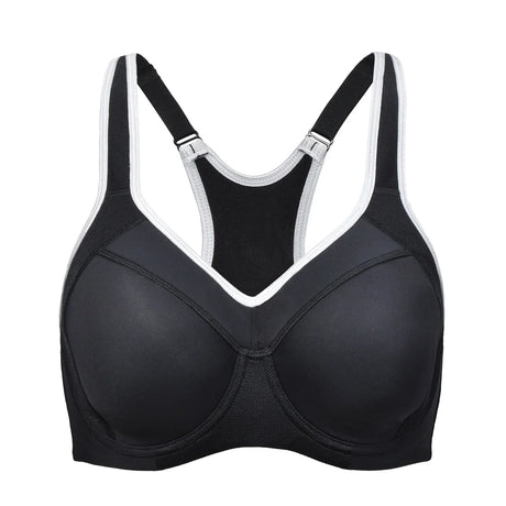 Full Support High Impact Padded Sports Bra - Black