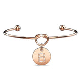 Bullion Gold Fancy Alphabet Letter Initial Bangle in Rose Gold