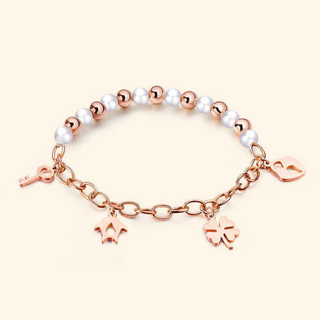 Bullion Gold Polished Charm Bracelet In Rose Gold