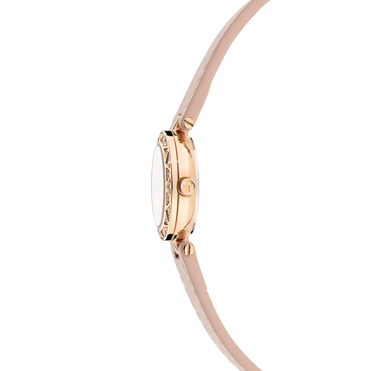 Ted Baker Womens Jolyye Crystal 24mm Rose Gold-Tone Pink Leather Watch