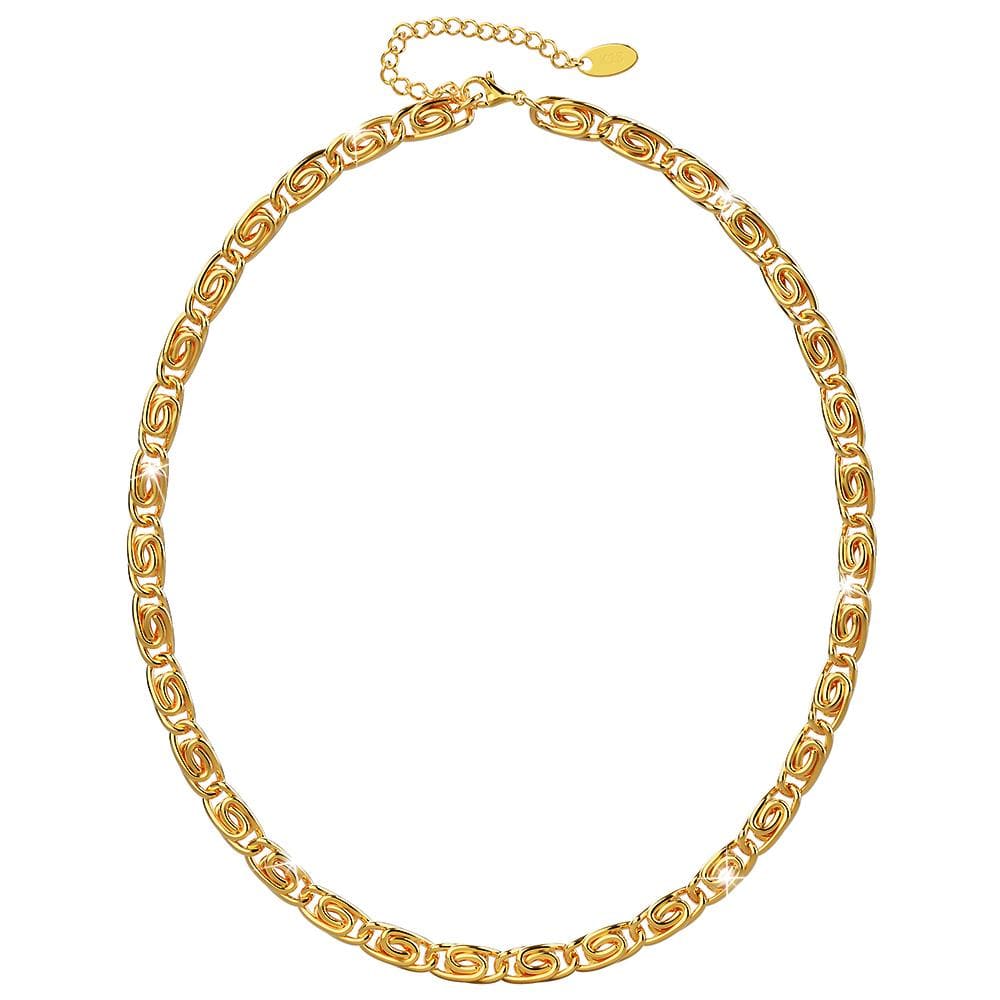 Boxed Bianca Fancy Clip Link Chain Gold Choker Necklace and Bracelet Set