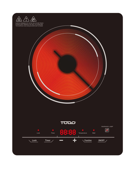 TODO 2000W Infrared Hotplate Electric Cooktop Tempered Crystal Glass Touch Control