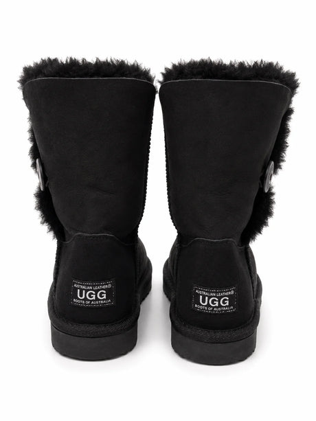 Australian Leather Ugg 1Button Classic Short - Black - 13