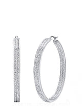 Liv Oliver Silver Crystal Inside Out Double Row Hoop Earrings