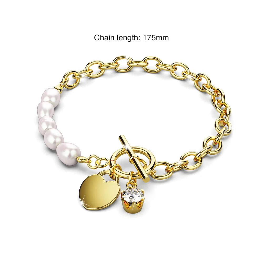 Bullion Gold Elan Heart T-lock Toggle Bracelet