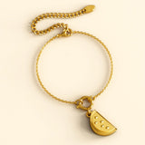 Bullion Gold Watermelon Slice Gold Charm Bracelet