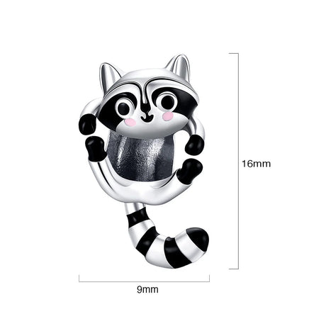 Solid 925 Sterling Silver Jumpy Fun Racoon Pandora Inspired Charm