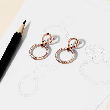 Boxed Orbit Earrings, Bracelet & Necklace Set with SWAROVSKI® Crystal in Rose Gold