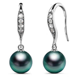 Krystal Couture Chivalry Pearl Drop Earrings Embellished with Swarovski Crystals Iridescent Tahitian Look Pearls