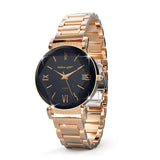 Bullion Gold Bullion Gold Romish Watch Embellished with Glittering Crystals - Rose Gold and Black
