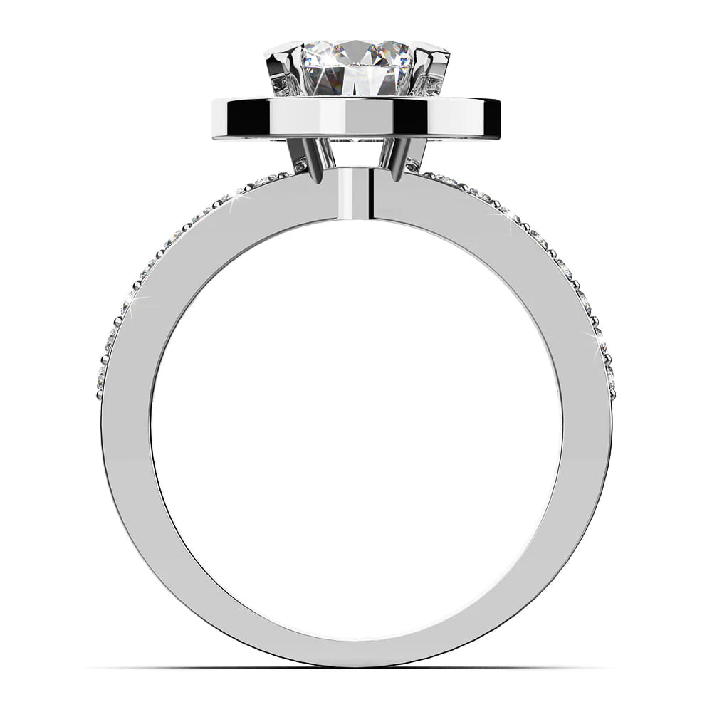 Krystal Couture Bloom Halo Ring in White Gold Embellished with SWAROVSKI Crystals