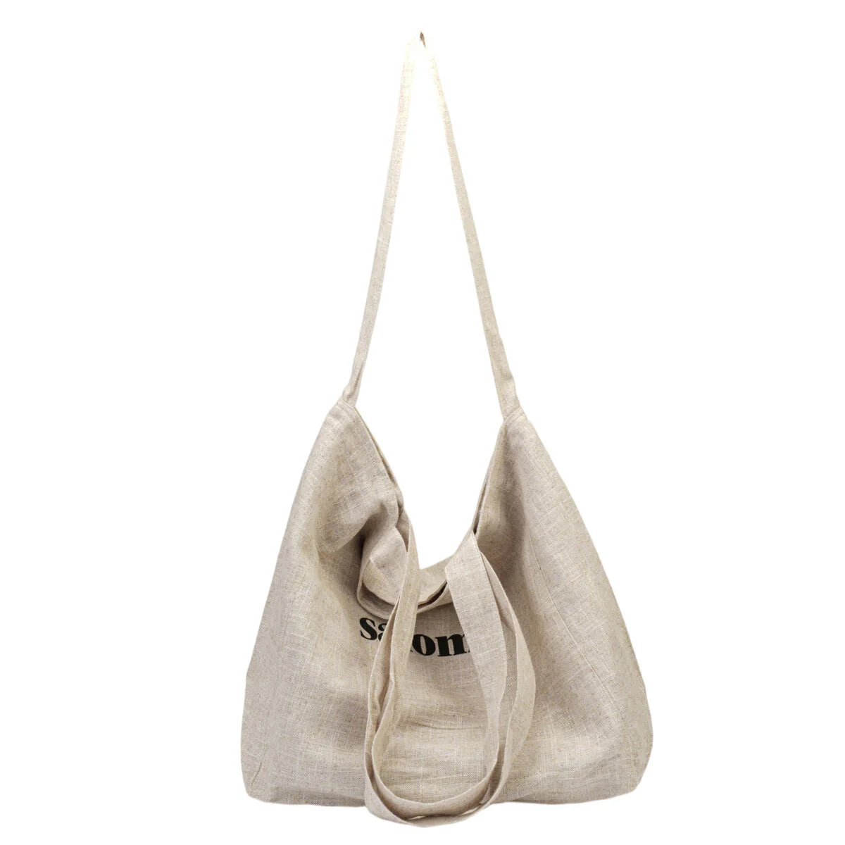 BAMEI Natural Linen Oversized Tote Bag with “Salomé” Letter Print - Ivory