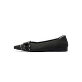 Vintage Bow Pointed Toe Flats - Black