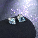 Bullion Gold My Amore Blue Love Heart White Gold Layered Stud Earrings