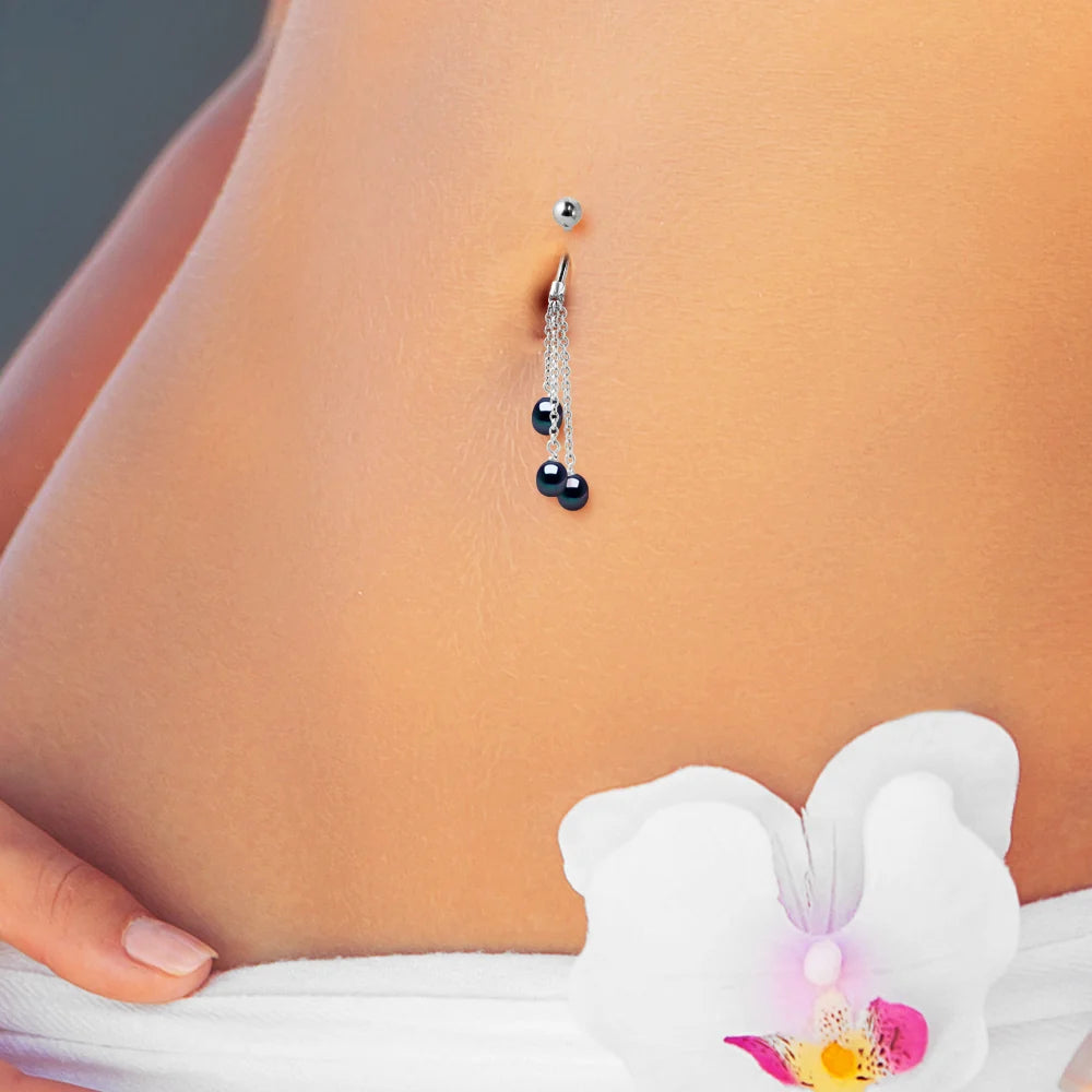 Jewellery 3 Pearl Drop Freshwater Pearl Black Sterling Silver