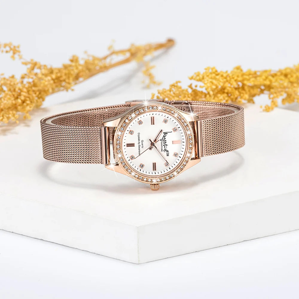 Boxed Krystal Couture Sensational Lux Watch with Ring Set Embellished Crystals from SWAROVSKI® in Rose Gold