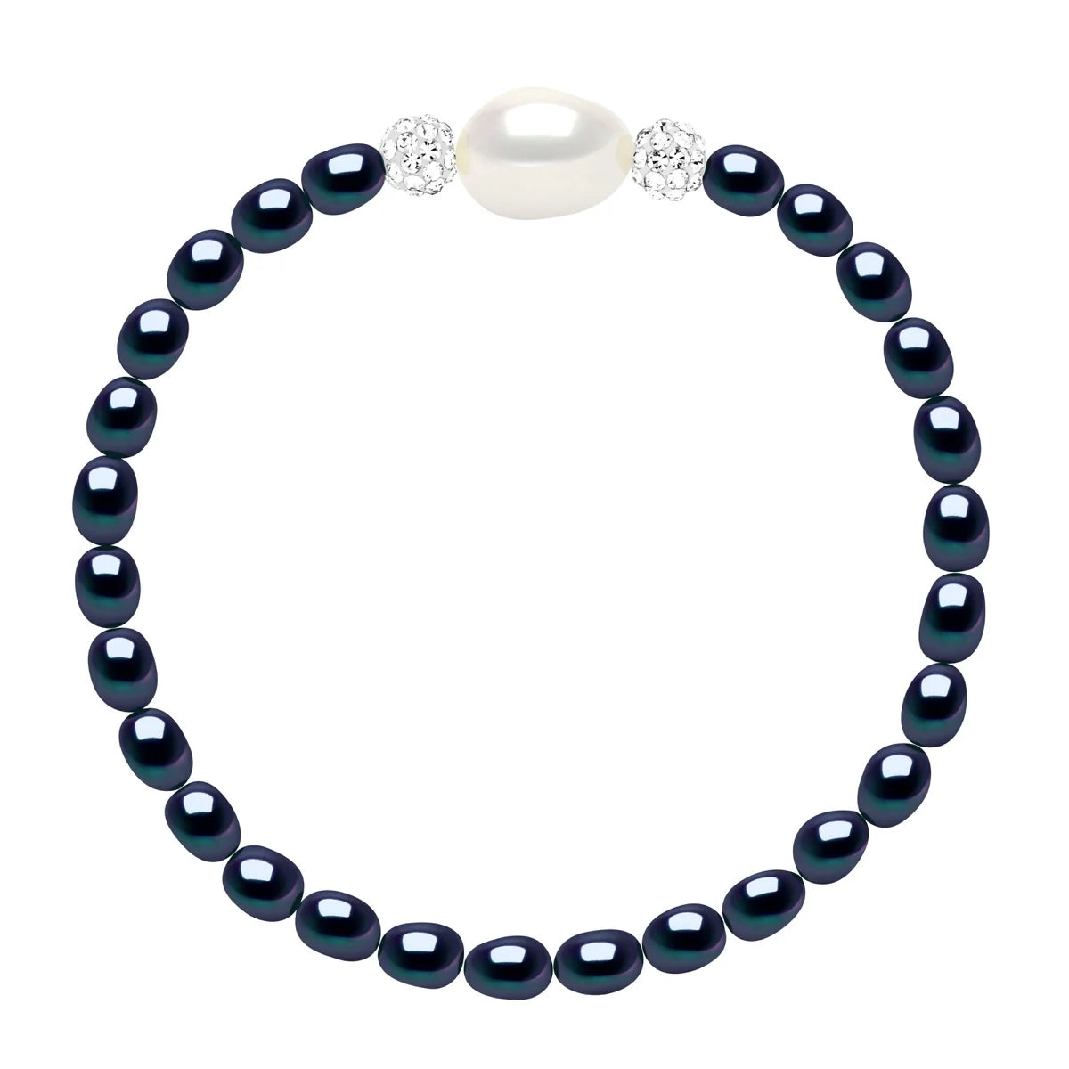 Manufacture Royale Bracelet Elastic Baroque Freshwater Pearl Black 4-5mm