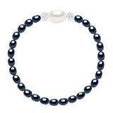 Manufacture Royale Bracelet Elastic Baroque Freshwater Pearl Black 4-5mm