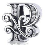 Solid 925 Sterling Silver Vintage Inspired Antique Alphabet Charm