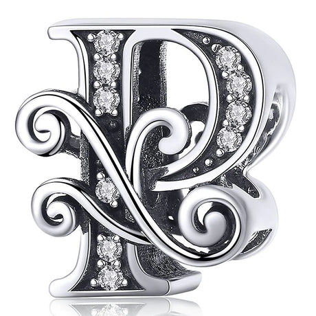 Solid 925 Sterling Silver Vintage Inspired Antique Alphabet Charm