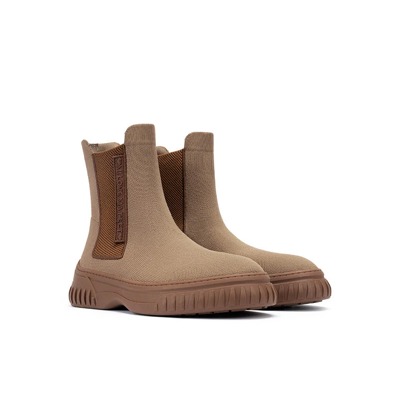 Knit Chelsea Ankle Boots - Mocha